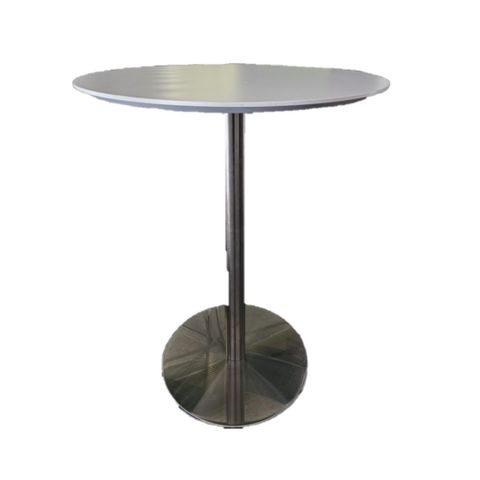 Secondhand Bar Table Charcoal top 600mm diam with Chrome disc base