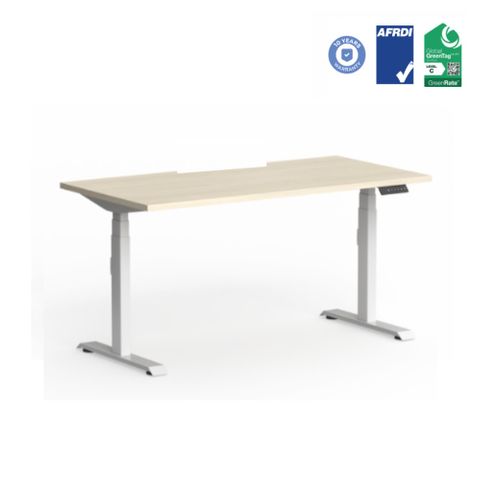 Klass Electric Desk 1800x800mm 140kg White Fr Chalk Top, Scallop