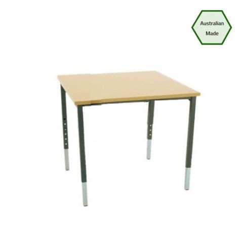 School Table. Top  L600 x D600mm with Square Corners. Frame: 4 leg height adjustable