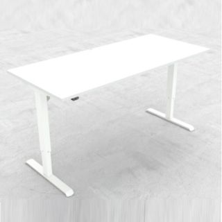 DM33 1500x800mm Electric Desk Fxd Rail Wht L1 Scallop