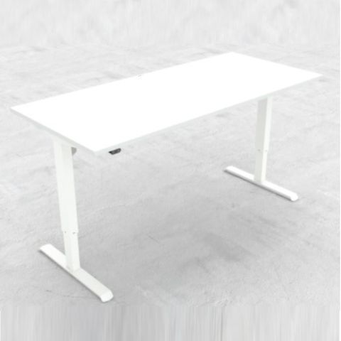 DM33 1500x800mm Electric Desk Fxd Rail Wht L1 Scallop