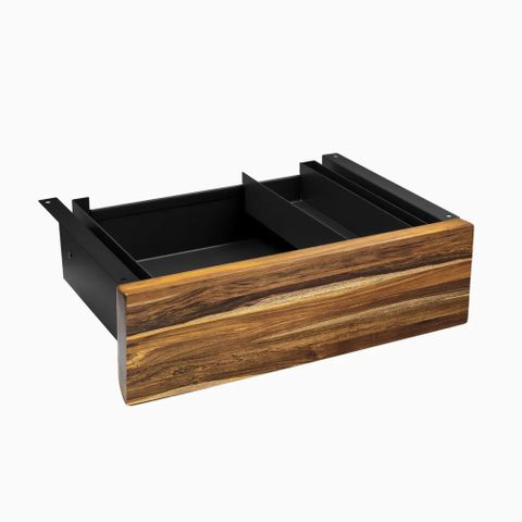 Desky Minimal Under Desk Drawer Pheasantwood Hardwood/Matte Black