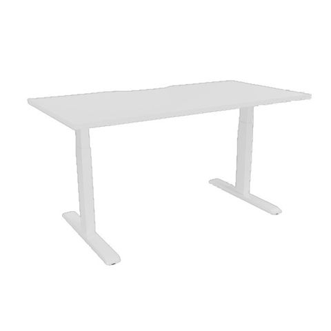 Electric Desk Top 1500x750mm Scallop Dual Motor Sq 125kg White Ass