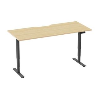 Electric Desk Top 1500x750mm Scallop Dual Motor Sq 100kg Oak/Black Ass