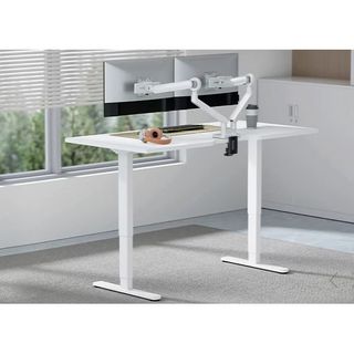 Electric Desk Top 1500x750mm Scallop Dual Motor Sq 100kg White Ass