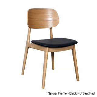 Bergen Dining Chair Timber Fr Seat Pad Natural/BlkPU