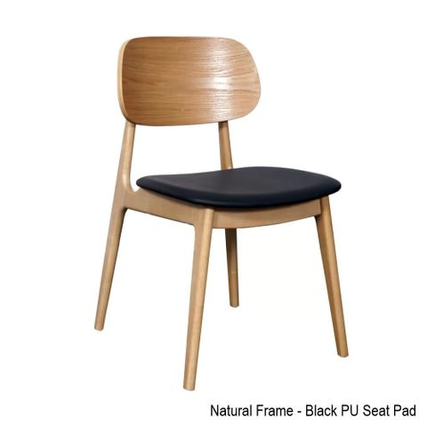 Bergen Dining Chair Timber Fr Seat Pad Natural/BlkPU
