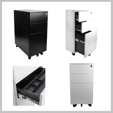 Movida Slim Metal Mobile Pedestal Range - W300 x H600 x D520mm