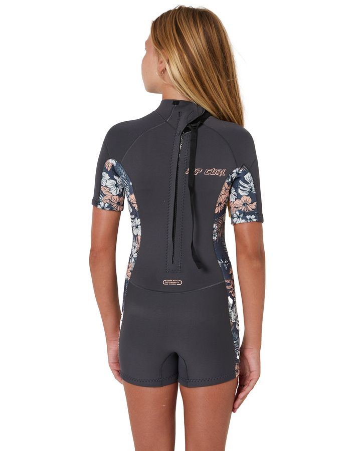 Rip Curl 2024 Dawn Patrol Junior Girls 2mm Back Zip Short Sleeve Springsuit