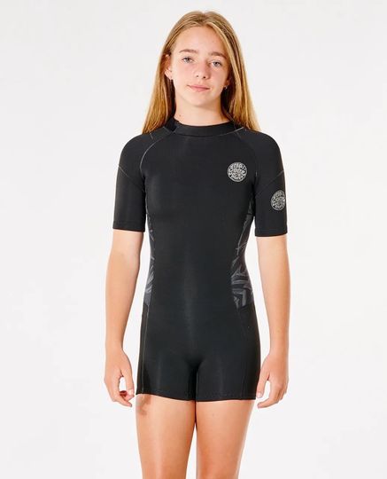 Rip Curl 2024 Dawn Patrol Junior Girls 2mm Back Zip Short Sleeve Springsuit