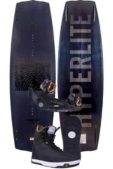 Hyperlite 2025 Blueprint Loaded Wakeboard with Gooey Boots & Black 6-9 System Bindings