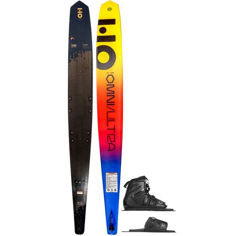 HO 2025 Omni Ultra Black Slalom Ski with Stance 130 Atop Boot &amp; RTP