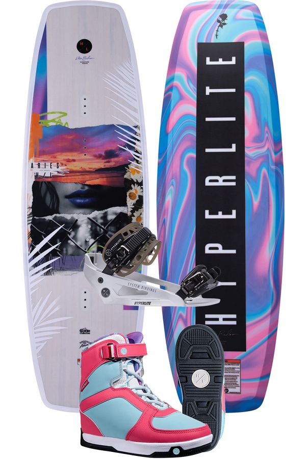 Hyperlite 2025 Aries Ladies Cable Park Wakeboard with Aries Boots & White System Bindings