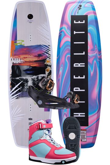 Hyperlite 2025 Aries Ladies Cable Park Wakeboard with Aries Boots & Black System Bindings