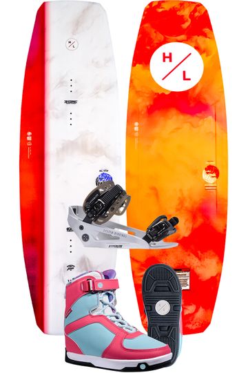 Hyperlite 2025 TNT Ladies Cable Park Wakeboard with Aries Boots & White System Bindings