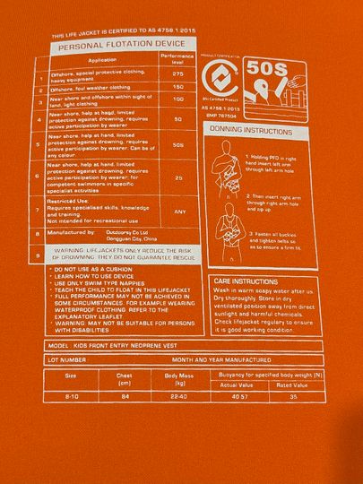 KGB 2025 JUNIOR BOYS VEST 8-10 - NON APPROVED (C93)