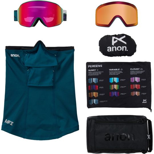 Anon 2026 M4 Goggles (Cylindrical) (Low Bridge) + Bonus Lens + MFI Face Mask