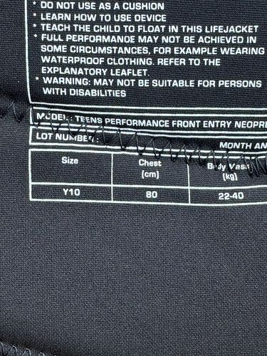 KGB KGB 2026 Sample Teen Control Vest Y10. NOT APPROVED. (C211)