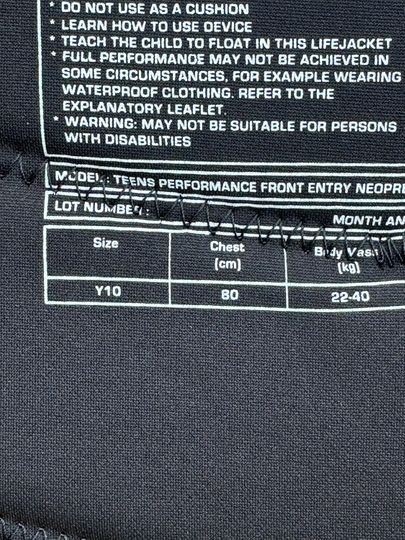 KGB KGB 2026 Sample Teen Control Vest Y10. NOT APPROVED. (C211)