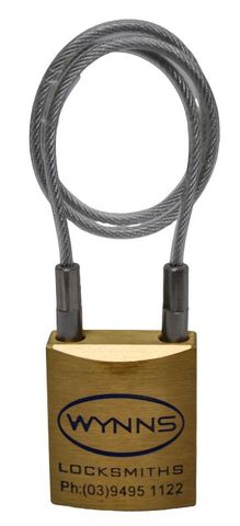 WYNNS 45MM PADLOCK 250MM CABLE KD DP