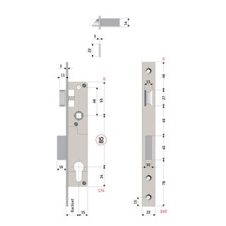 PROTECTOR 485 SERIES EURO MORTICE LOCK PITCH85MM BS 30MM SSS