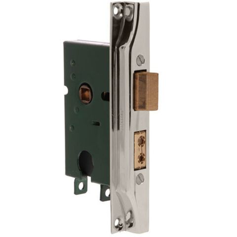 JACKSONS LOCK MORTICE REBATED LESS CYLINDER IN STAIN CHROME
