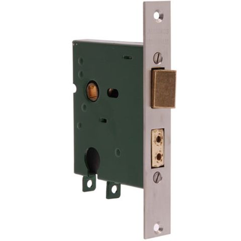 JACKSONS LOCK MORTICE JMC46 SC LESS CYLINDER IN STAIN CHROME