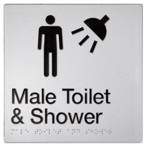 MALE TOILET & SHOWER SIGN - SILVER