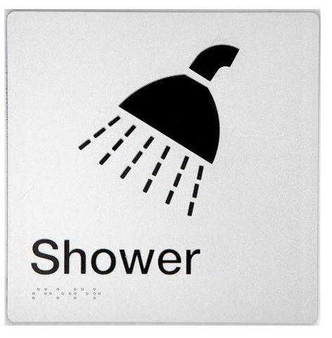 SHOWER BRAILLE AMENITY SIGN - SILVER