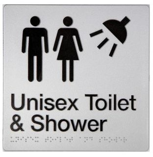 UNISEX TOILET AND SHOWER SIGN