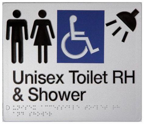 UNISEX TOILET RH AND SHOWER SIGN DISABLE