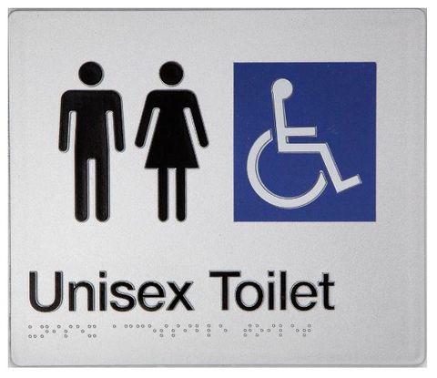 UNISEX DISABLED BRAILLE SIGN - SILVER