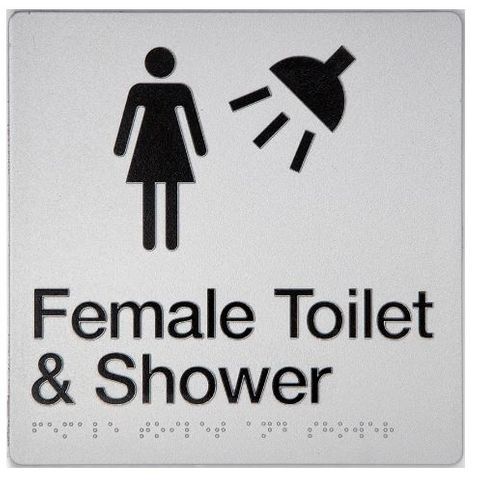 FEMALE TOILET & SHOWER SIGN - SILVER