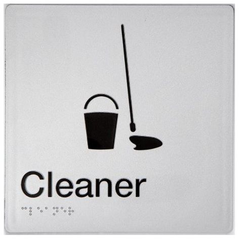 CLEANER SIGN BRAILLE SIGN - SILVER