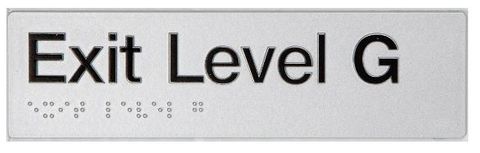 BRAILLE EXIT SIGN GROUND LEVEL BLACK ON SILVER