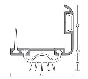 DOOR BOTTOM SWEEP SEAL 40W FACE MNT 1000