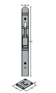 FLUSH BOLT 24W 242H & 8001 DROP SEAL 033