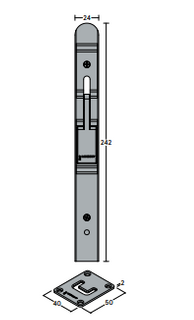 FLUSH BOLT 24W 242H & 8001 DROP SEAL 092