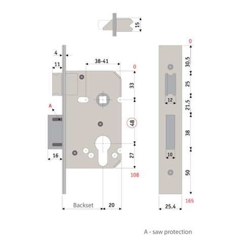 PROTECTOR 748 SERIES EURO CYL MORTICE PITCH48MM BS58MM SSS