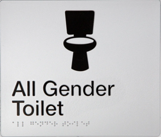 ALL GENDER TOILET SIGN BLACK ON SILVER