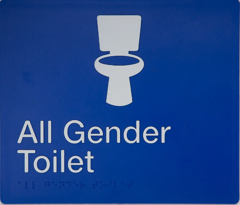 ALL GENDER TOILET BRAILLE AMENTITY SIGN - BLUE/WHITE