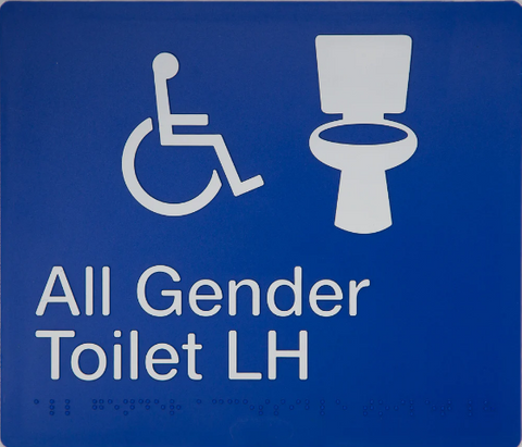 ALL GENDER ACCESIBLE TOILET (LEFT HAND) BRAILLE AMENITY SIGN