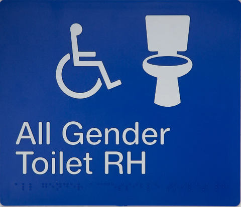 ALL GENDER ACCESIBLE TOILET (RIGHT HAND) BRAILLE AMENITY SIG