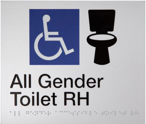 ALL GENDER  ACCESIBLE TOILET (RIGHT HAND) BRAILLE AMENITY SI