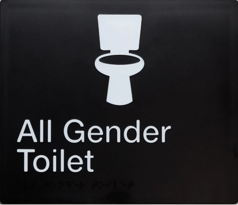 ALL GENDER TOILET BRAILLE AMENITY SIGN - BLACK / WHITE