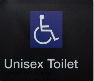 DISABLED TOILET BRAILLE AMENITY SIGN - BLACK / WHITE