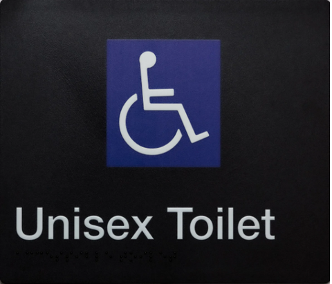 DISABLED TOILET BRAILLE AMENITY SIGN - BLACK / WHITE