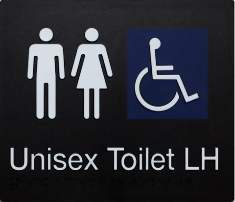 MALE/FEMALE DISABLED TOILET (LEFT HAND) BRAILLE AMENITY SIGN