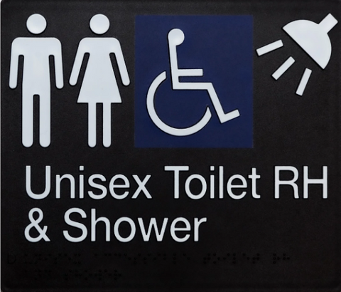 UNISEX DISABLED TOILET (RIGHT HAND) & SHOWER -BLACK / WHITE