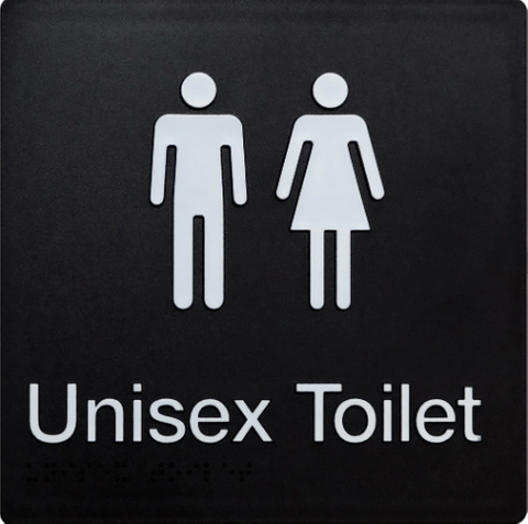 MALE FEMALE TOILET BRAILLE AMENITY SIGN - BLACK / WHITE